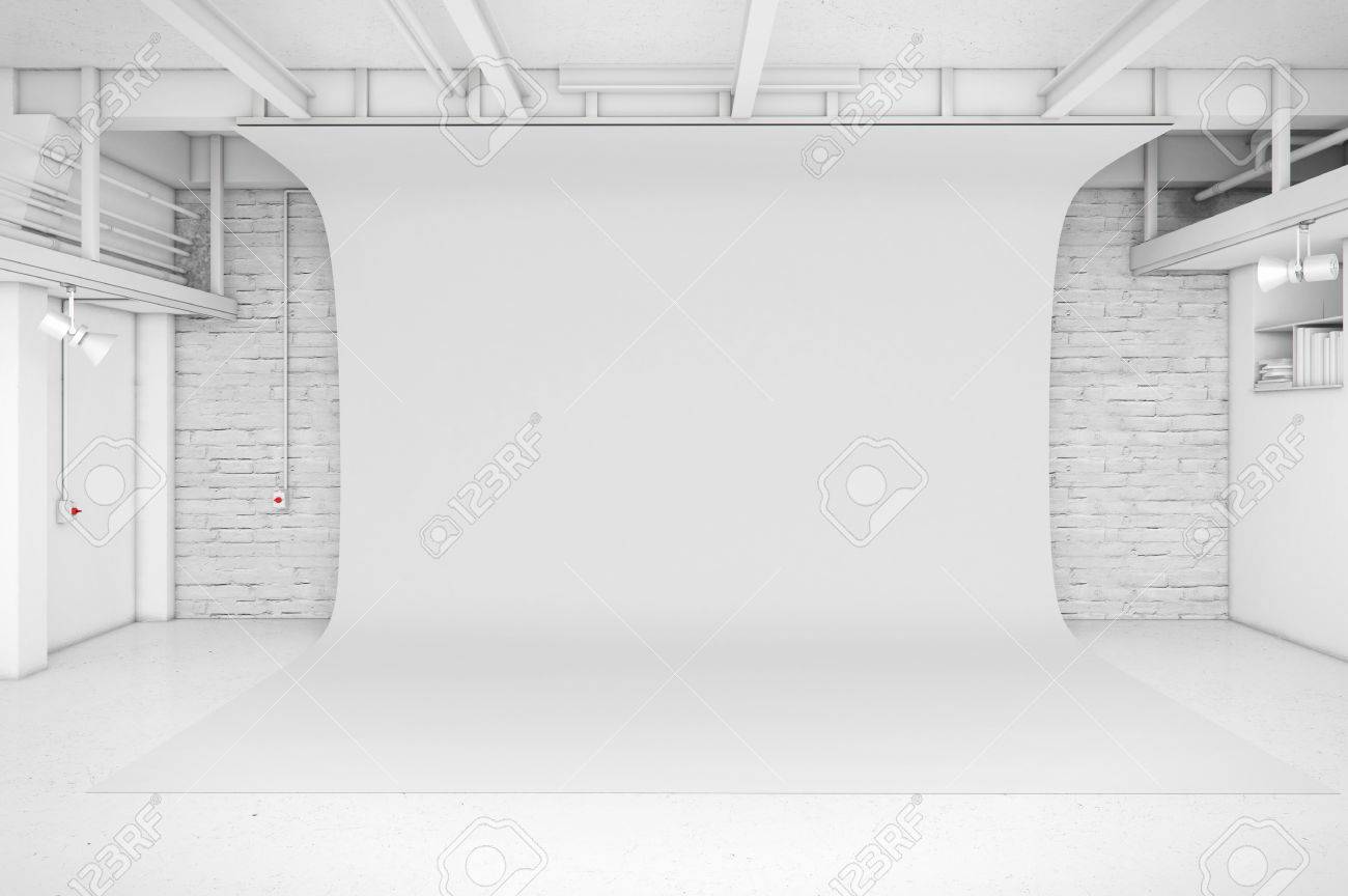 Modern Interior Of Photo Studio With White Background 3d Illustration Stock Photo Picture And Royalty Free Image Image 59380162