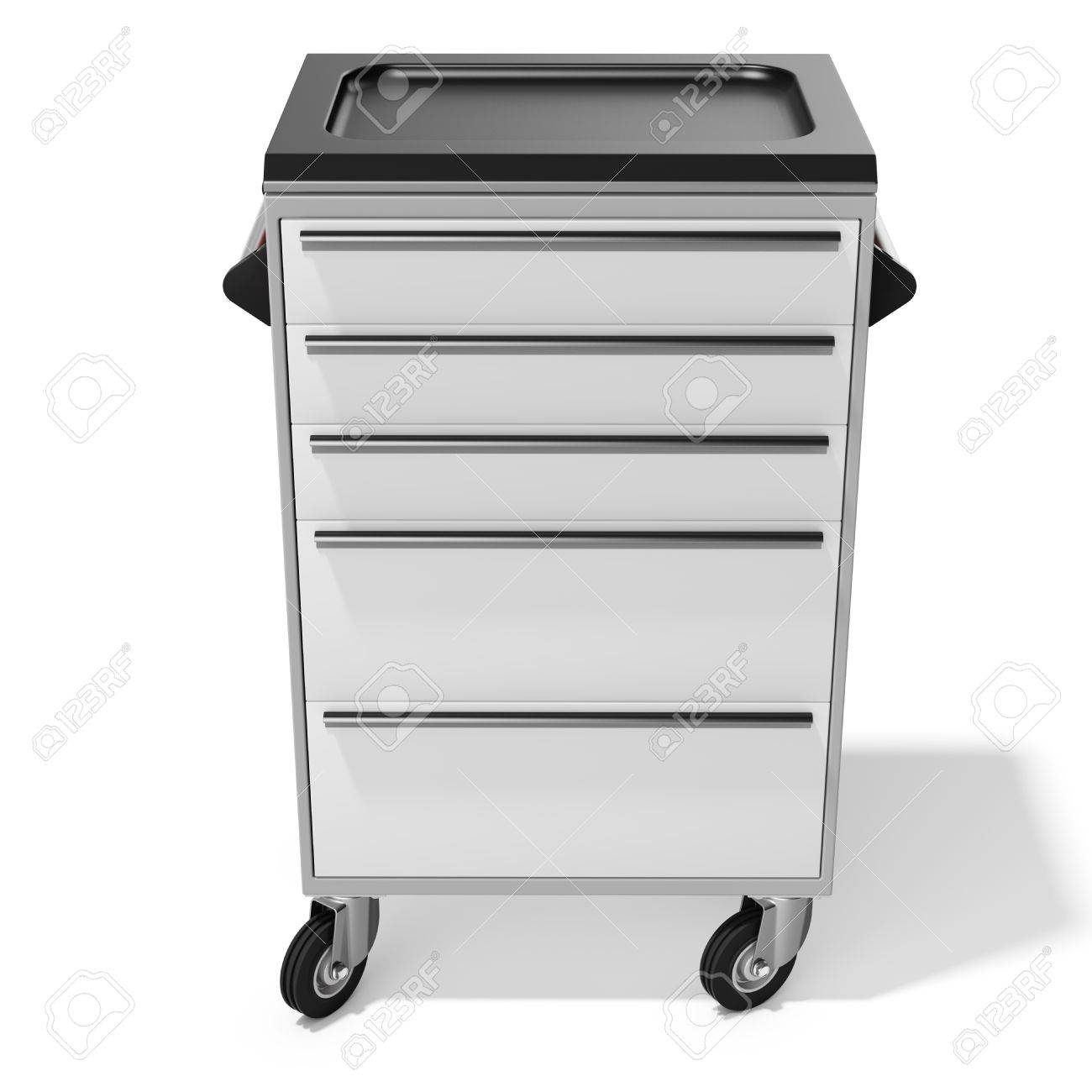 Mobile Tool Cabinet With Drawers On White Background 3d