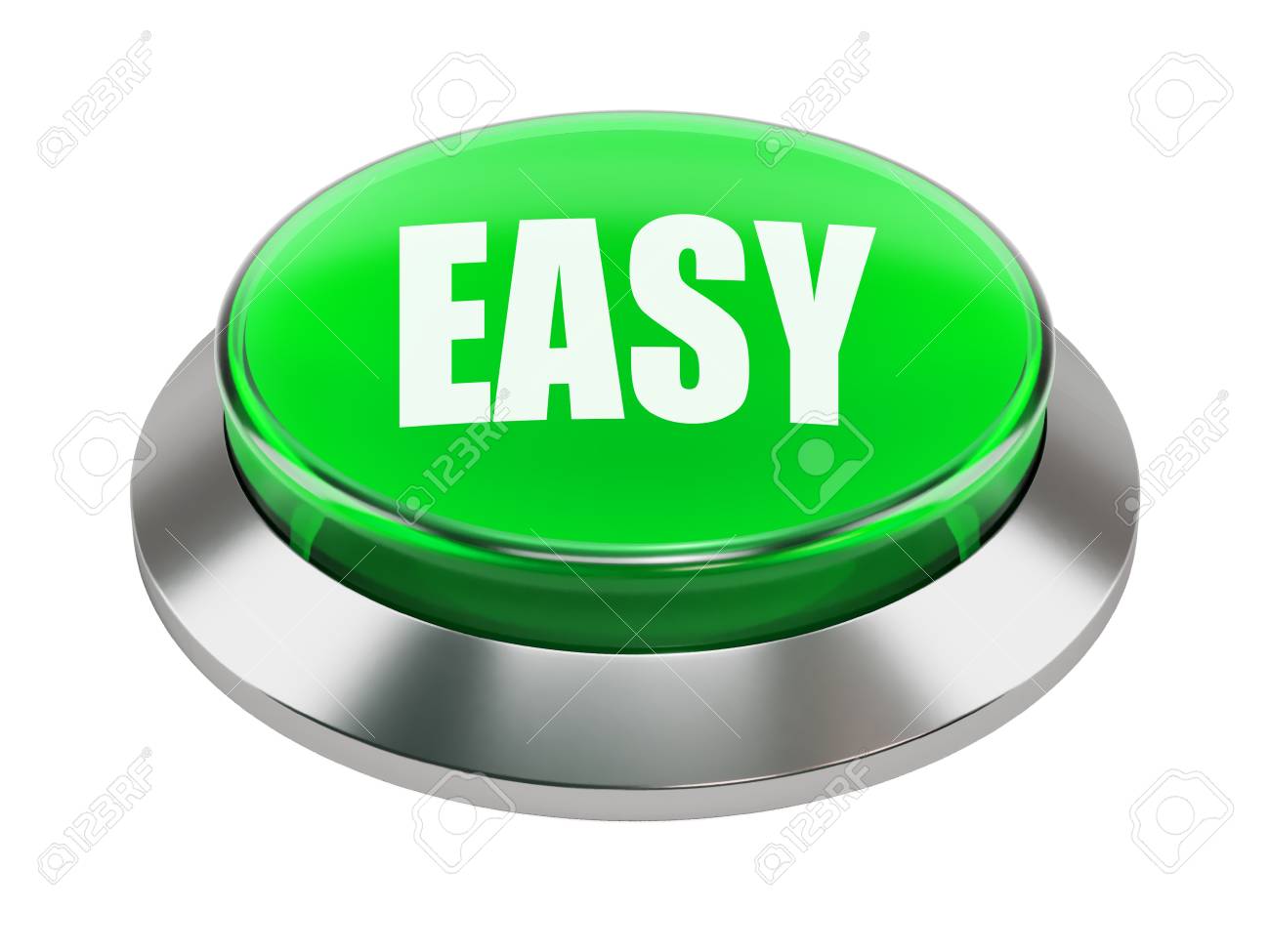 Metallic Push Button With Easy Label On White Background 3d Illustration  Stock Photo, Picture and Royalty Free Image. Image 93236447.