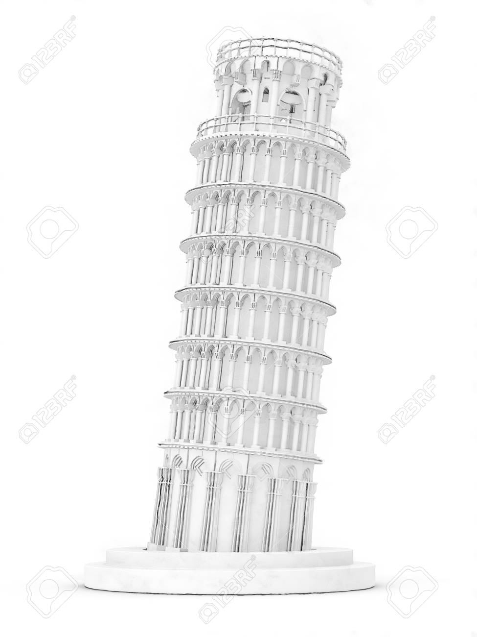 白い背景の3dイラストにピサの斜塔の3d技術的な描画スタイル の写真素材 画像素材 Image