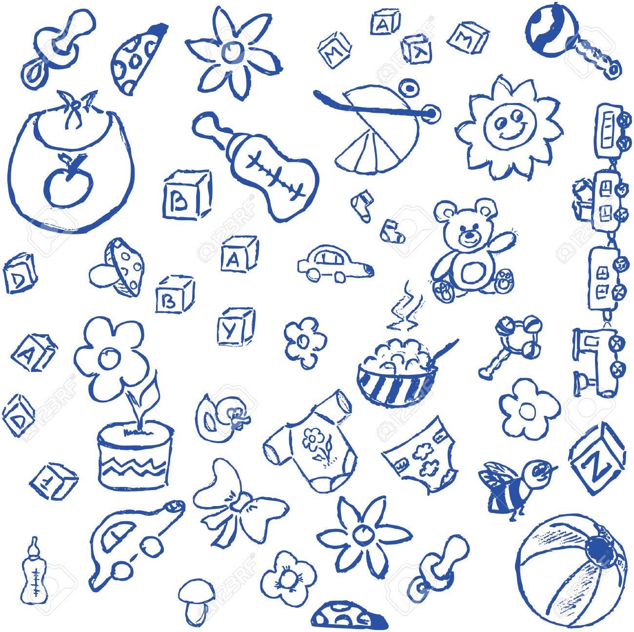 full page of fun hand draw doodles on a theme royalty free cliparts