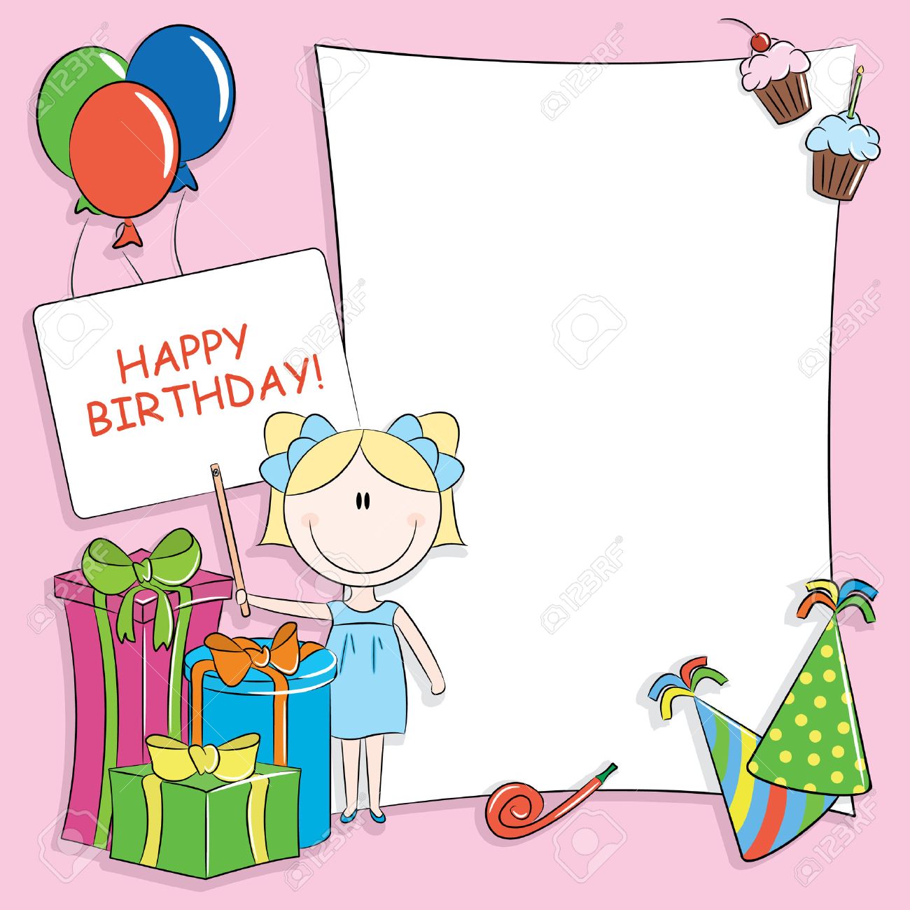 Happy birthday greeting card with blank place for your wishes and message - 7548128 Happy birthday greeting card with blank place for your wishes and message - 7548128