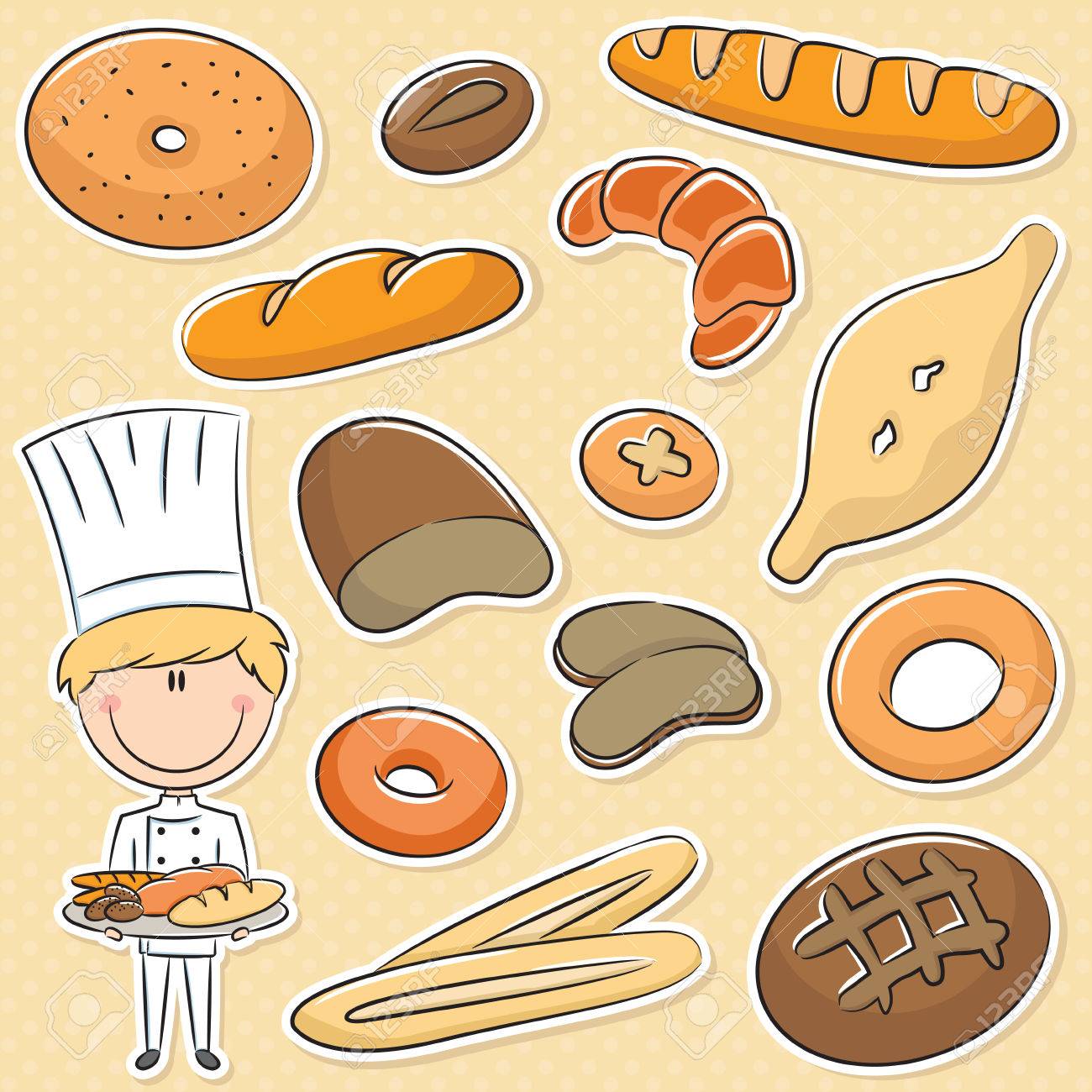 さまざまな種類のパン製品のかわいいパン屋 のイラスト素材 ベクタ Image さまざまな種類のパン製品のかわいいパン屋 のイラスト素材 ベクタ Image
