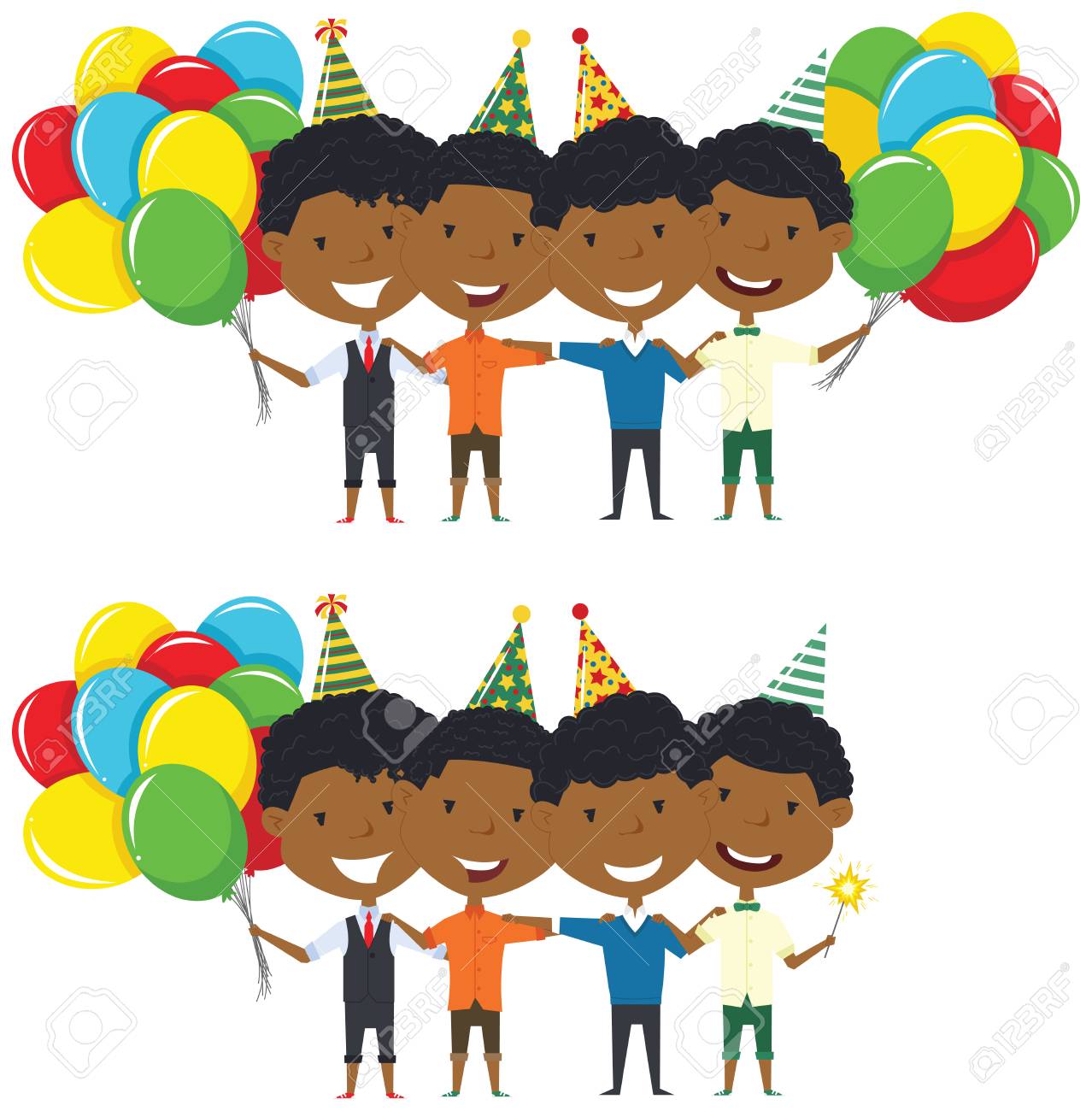 Birthday Celebration With Cute African American Boys Hugging