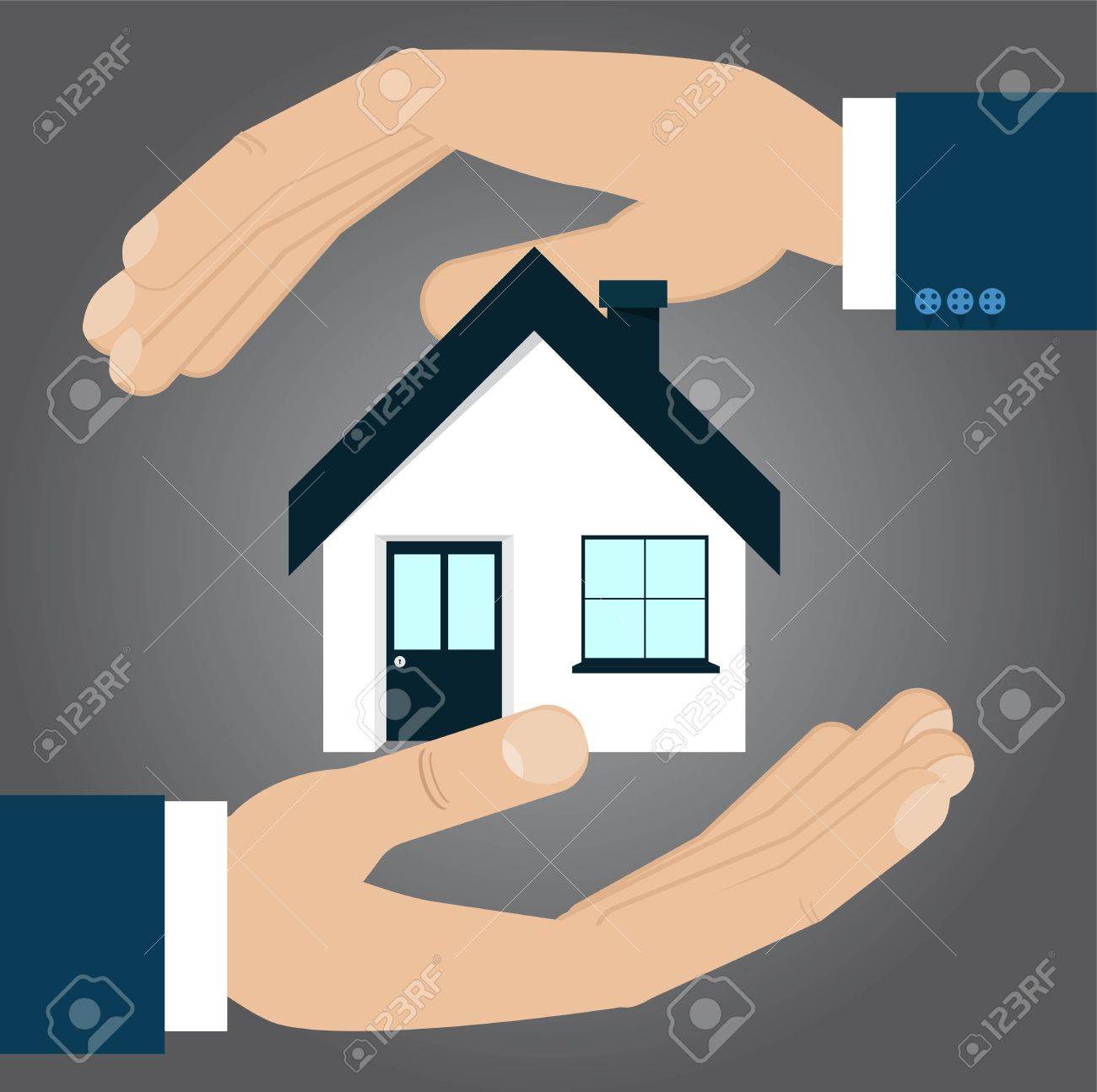 Hande Schutzen Haus Versicherung Konzept Vektor Illustration