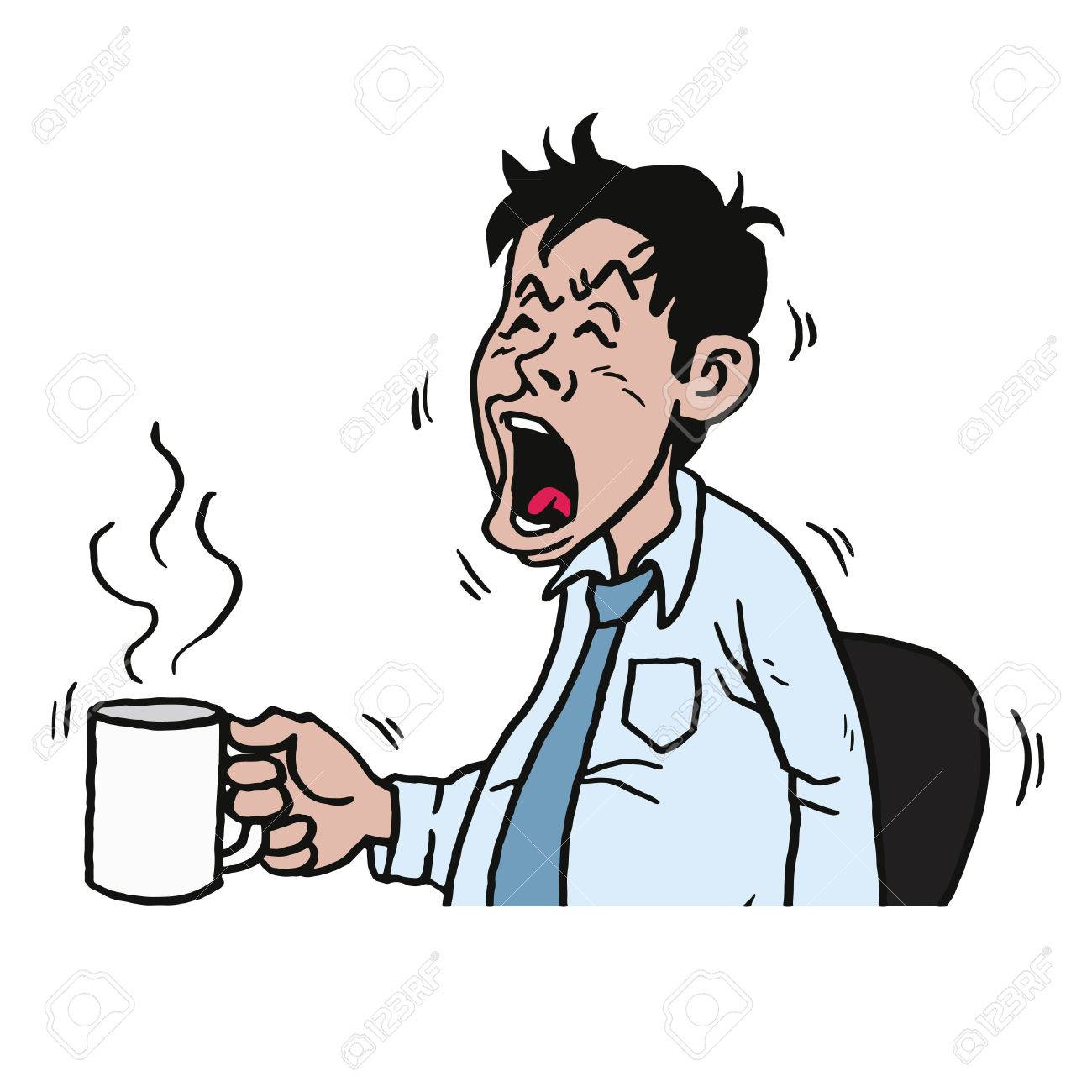 Business Man Yawning Cartoon Vector Illustration Royalty Free ...