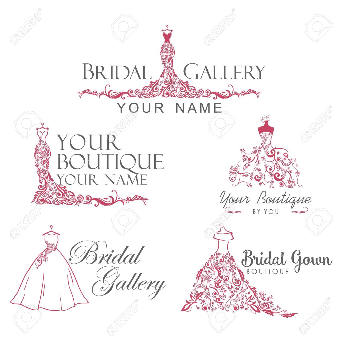 Dress Boutique Bridal Collection Logo Set, Icon Template Illustration  Vector Design Royalty Free SVG, Cliparts, Vectors, and Stock Illustration.  Image 122019041., image size:1300x1300