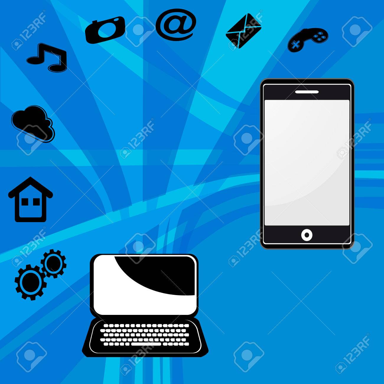 ノート パソコンや携帯電話 アップロードとダウンロードのプロセス