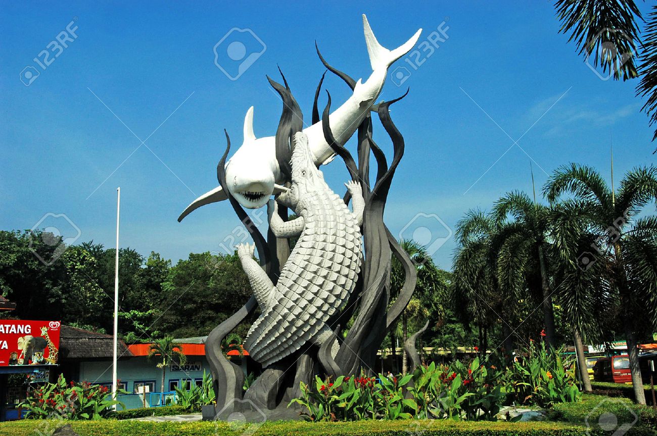suroboyo monument in front of the surabaya zoo east java indonesia