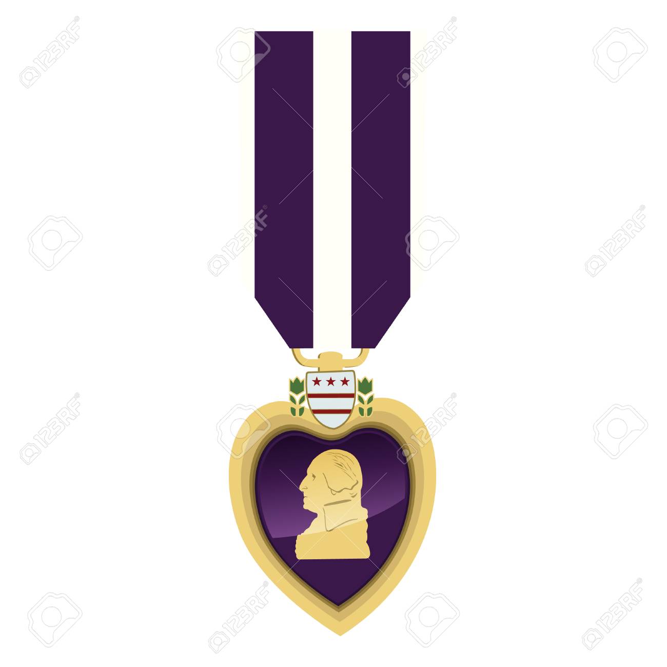 紫のハートメダルの詳細クローズアップ のイラスト素材 ベクタ Image