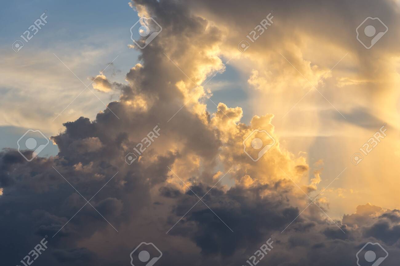 Evening Sky With Dramatic Clouds Over The Sea With Sculpted 3d Stock Photo Picture And Royalty Free Image Image