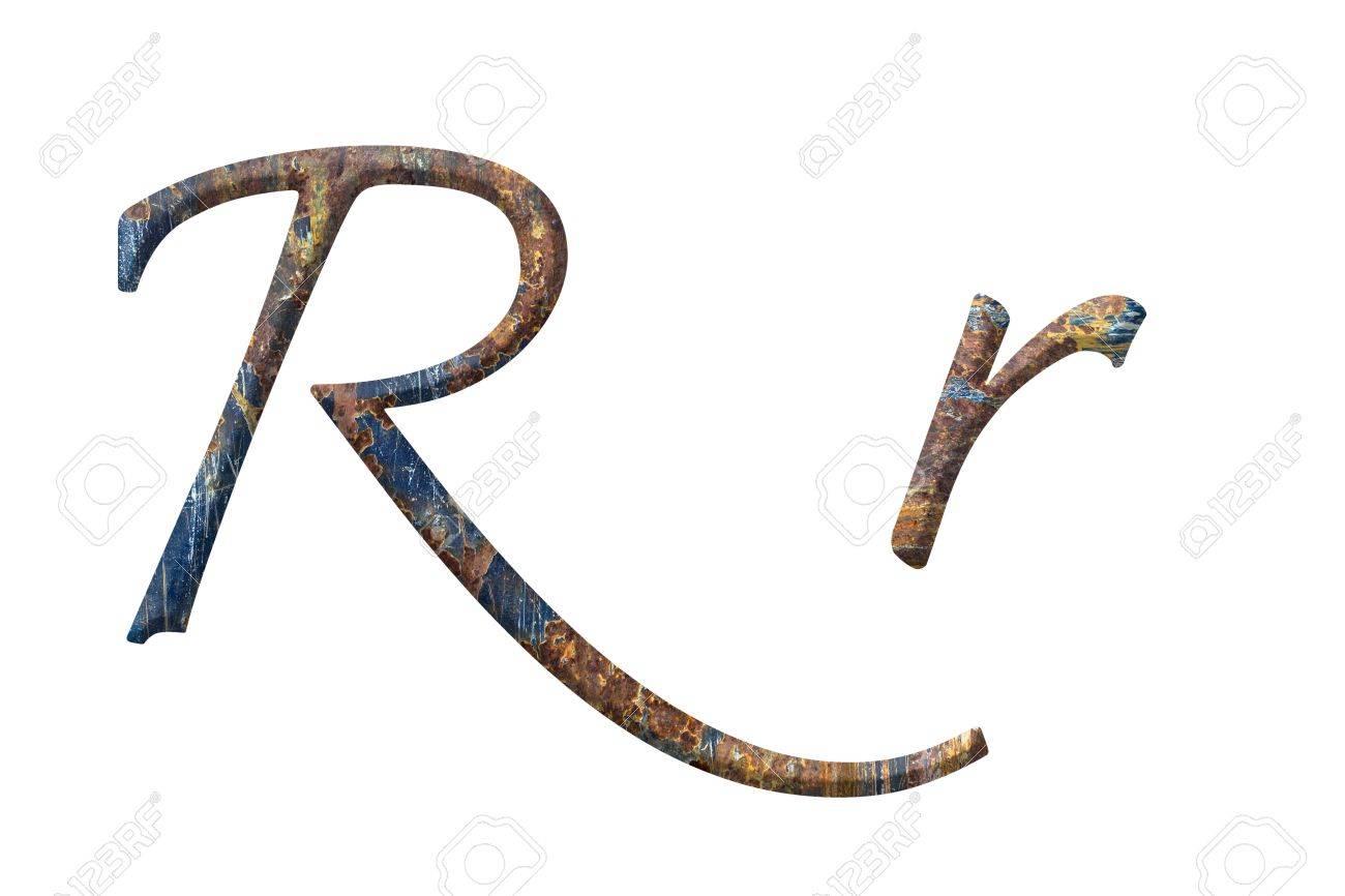 capital and small letter r in rusty iron stock photo picture and small letter r