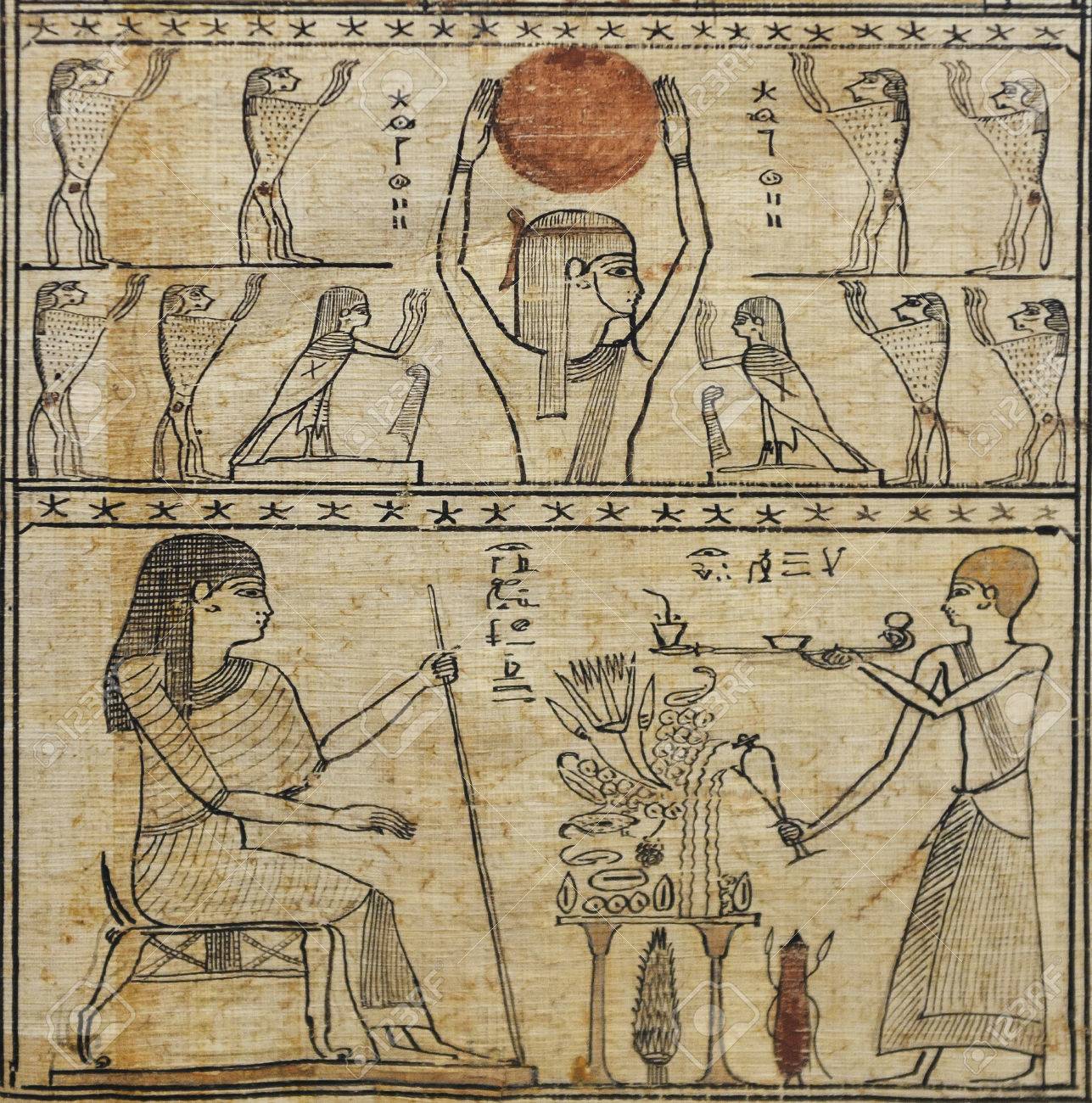 死者の書古代エジプトのパピルスの完全なコピー。の写真素材