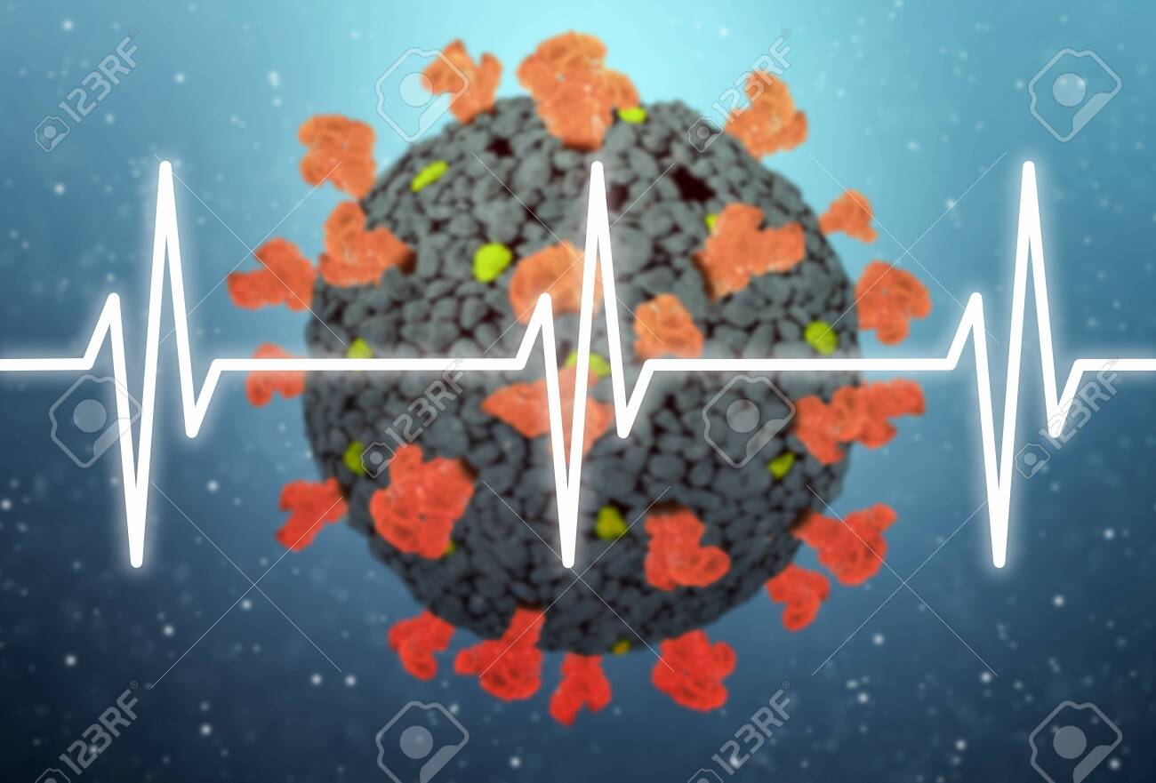 Concept of COVID-19 or 2019-ncov coronavirus with heart pulse - 156113435 Concept of COVID-19 or 2019-ncov coronavirus with heart pulse - 156113435