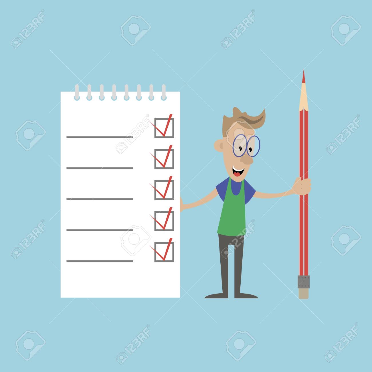 人はベクター イラスト 鉛筆でノートにメモを作る のイラスト素材 ベクタ Image