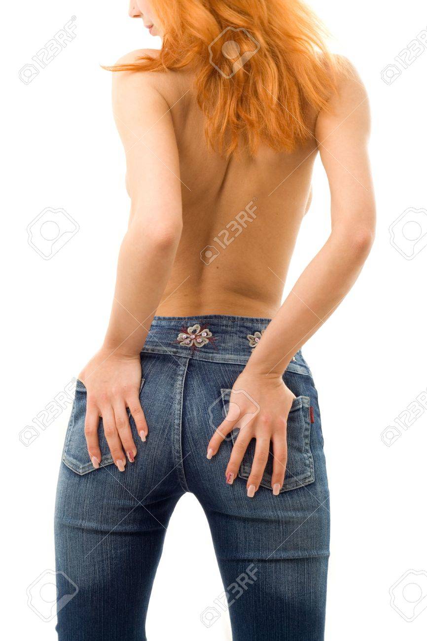 Backshot Of Topless Redhead In Blue Jeans Stock Photo, Picture and Royalty  Free Image. Image 448363.