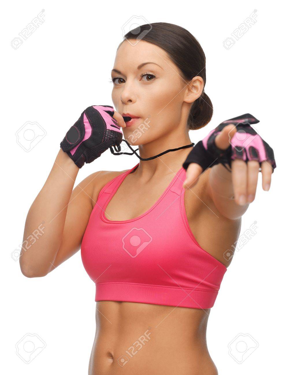 笛のスポーティな美女の画像 の写真素材 画像素材 Image