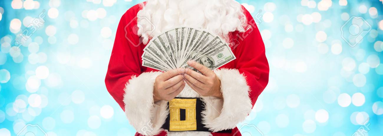 Christmas Holidays Winning Currency And People Concept Close - 