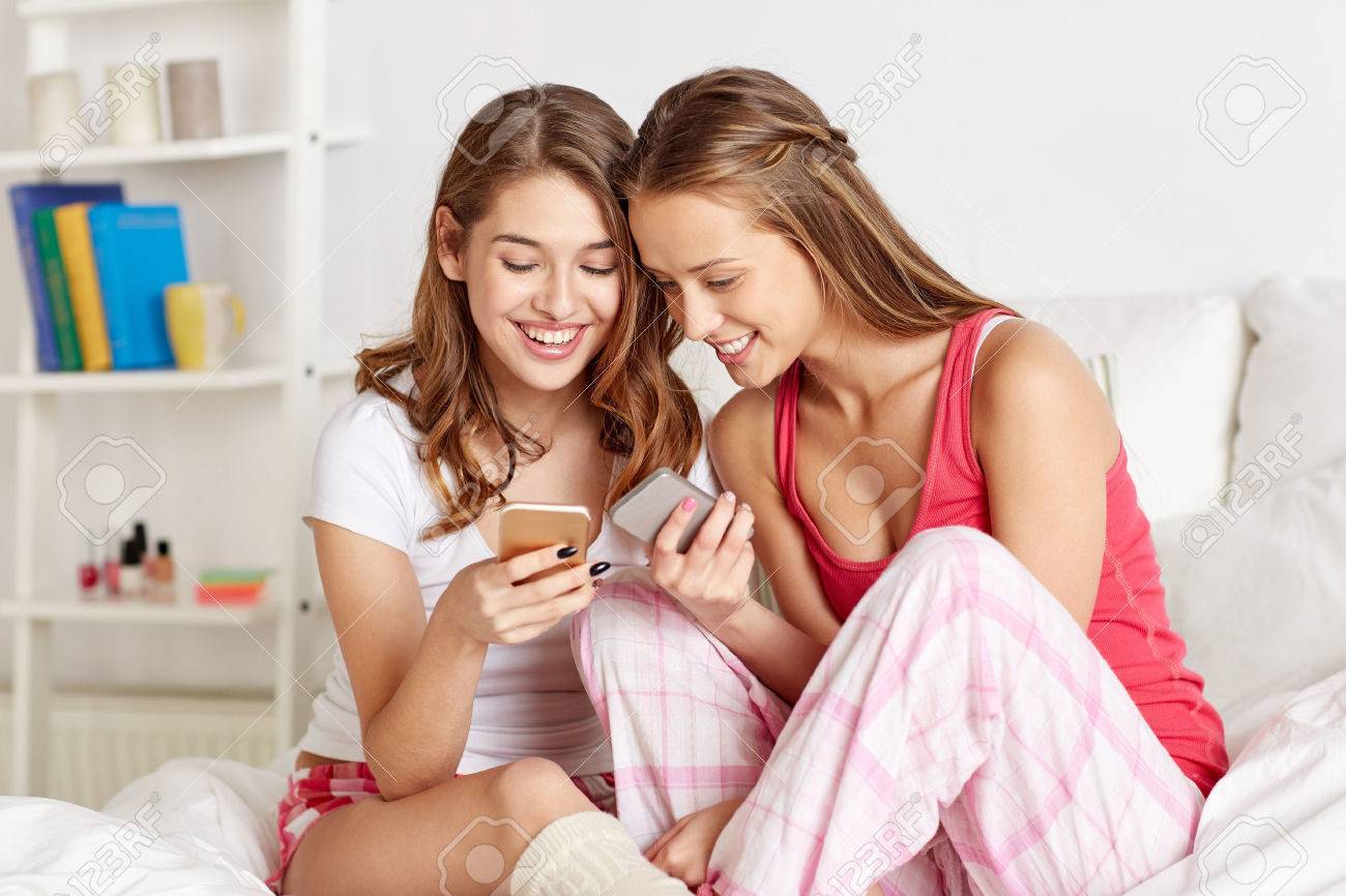 Happy Friends Or Teenage Girls With