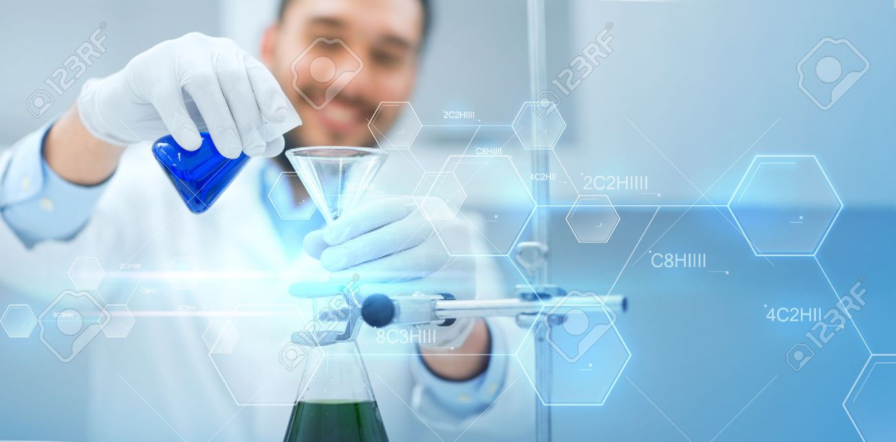science chemistry biology medicine and people concept close up