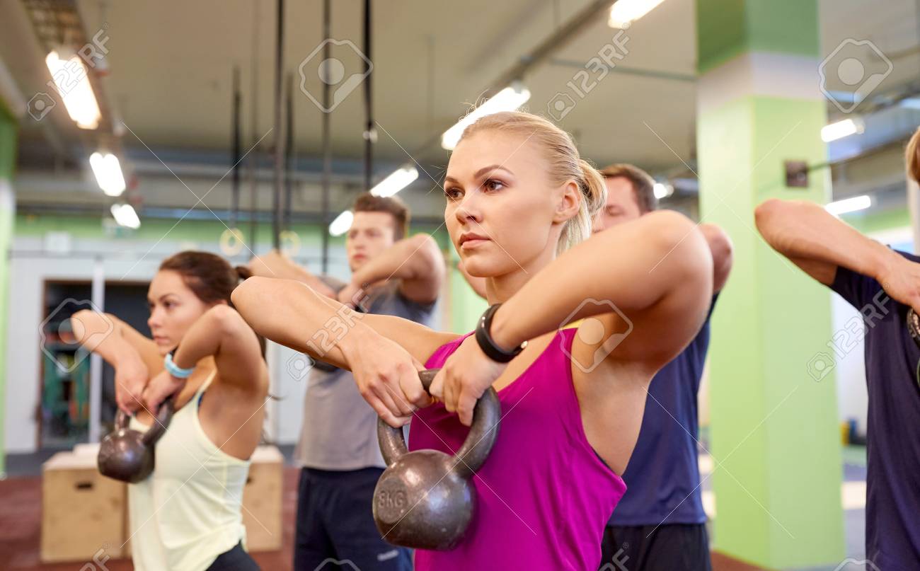sport fitness weightlifting and training concept group of