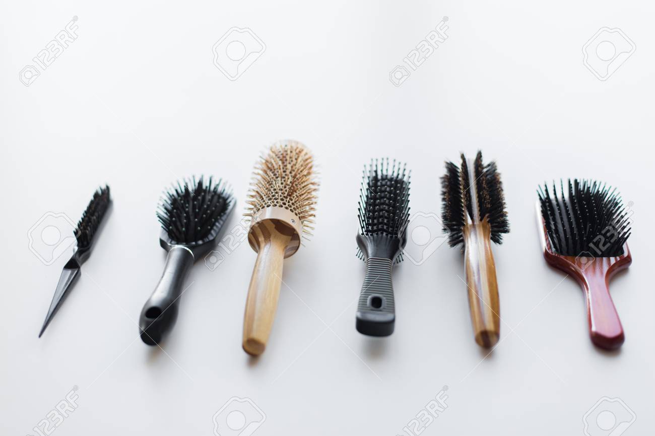 Different Hair Brushes Or Combs Stock Photo Picture And Royalty