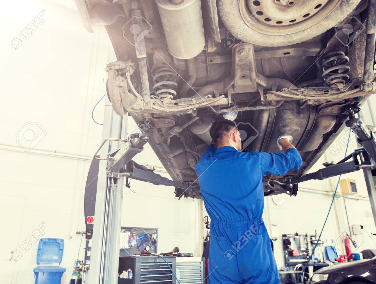mechanic man or smith repairing car at workshop - 121881932 mechanic man or smith repairing car at workshop - 121881932