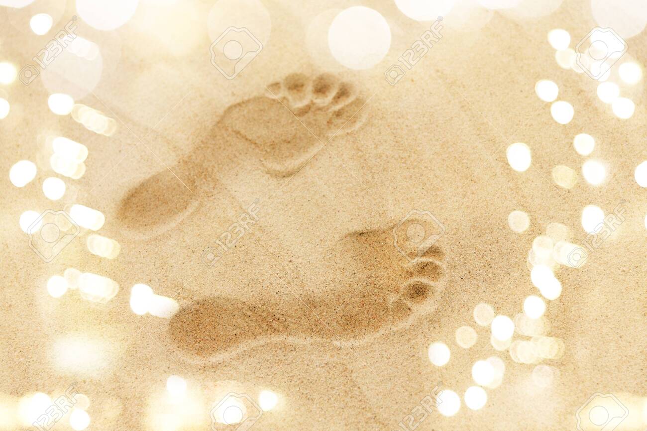 footprints in sand on summer beach - 124311450 footprints in sand on summer beach - 124311450