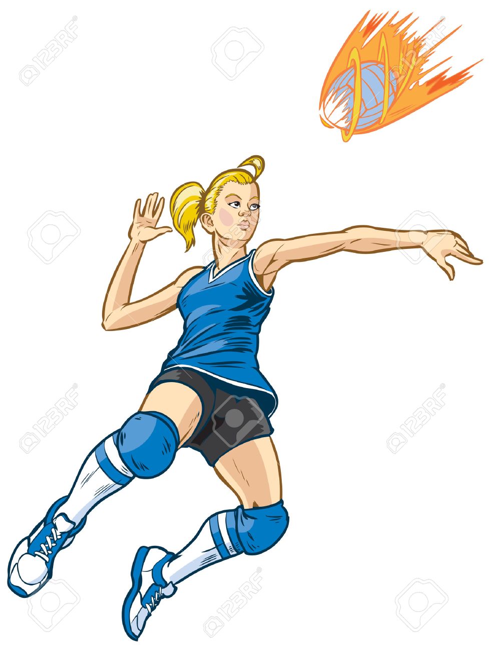 Girl Volleyball Player Jumping To Spike An Incoming Serve That