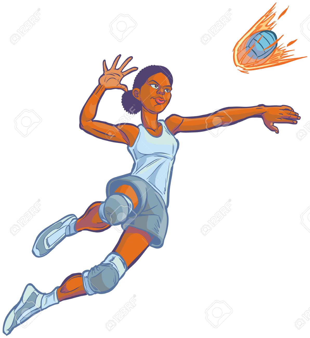 着信をスパイクにジャンプするアフリカ系アメリカ人女の子のバレーボール選手の漫画クリップ アート イラスト提供する火球のように見えます ベクトルでは 均一な色をカスタマイズできます のイラスト素材 ベクタ Image 着信をスパイクにジャンプするアフリカ系アメリカ人女の子のバレーボール選手の漫画クリップ アート イラスト提供する火球のように見えます ベクトルでは 均一な色をカスタマイズできます のイラスト素材 ベクタ Image