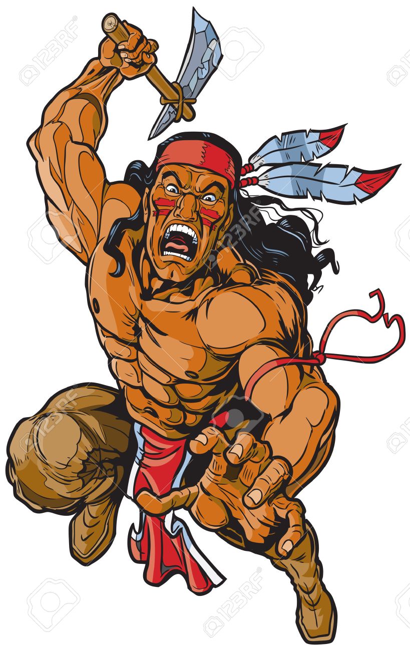 Vector Cartoon Clip Art Illustration Of An Apache Native American Warrior  Or Brave Leaping Toward The Viewer And Attacking With A Tomahawk. Royalty  Free SVG, Cliparts, Vectors, and Stock Illustration. Image 60687793., image size:819x1300