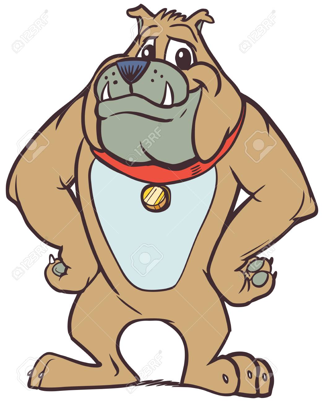 Vector cartoon clip art illustration of a strong but friendly bulldog mascot - 96854187 Vector cartoon clip art illustration of a strong but friendly bulldog mascot - 96854187