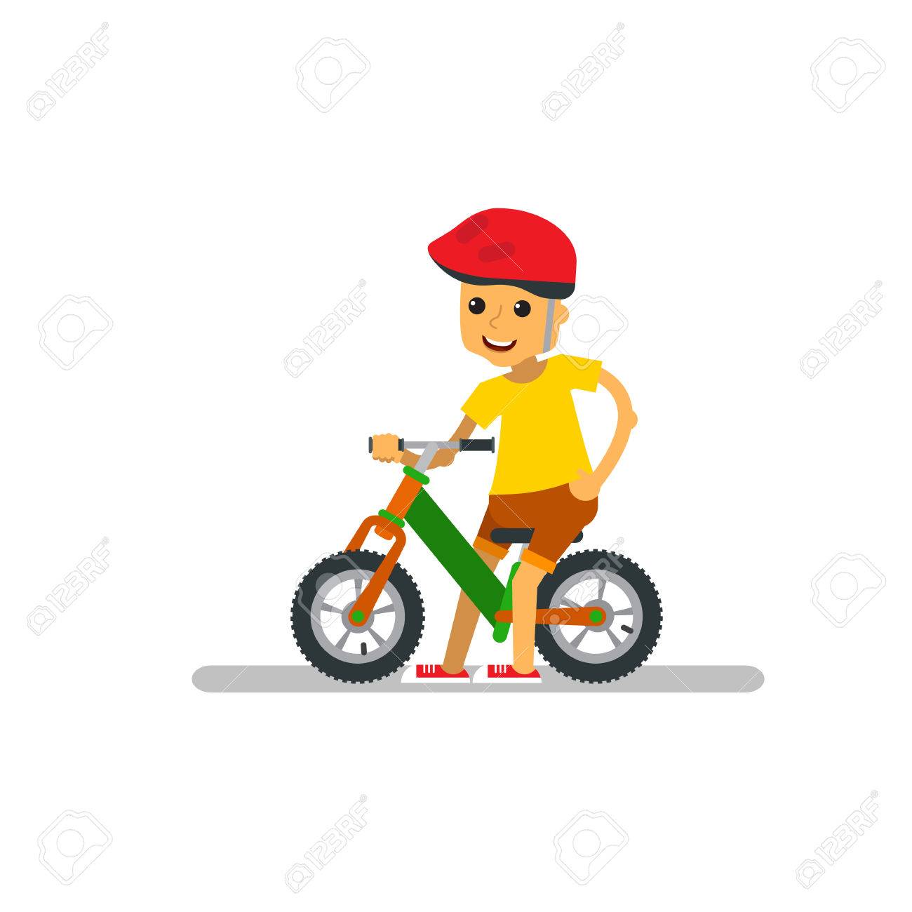 Vector Illustration Kid Balance Bike On White Background Happy Cartoon Boy With Balance Bike On Isolated Royalty Free Cliparts Vectors And Stock Illustration Image