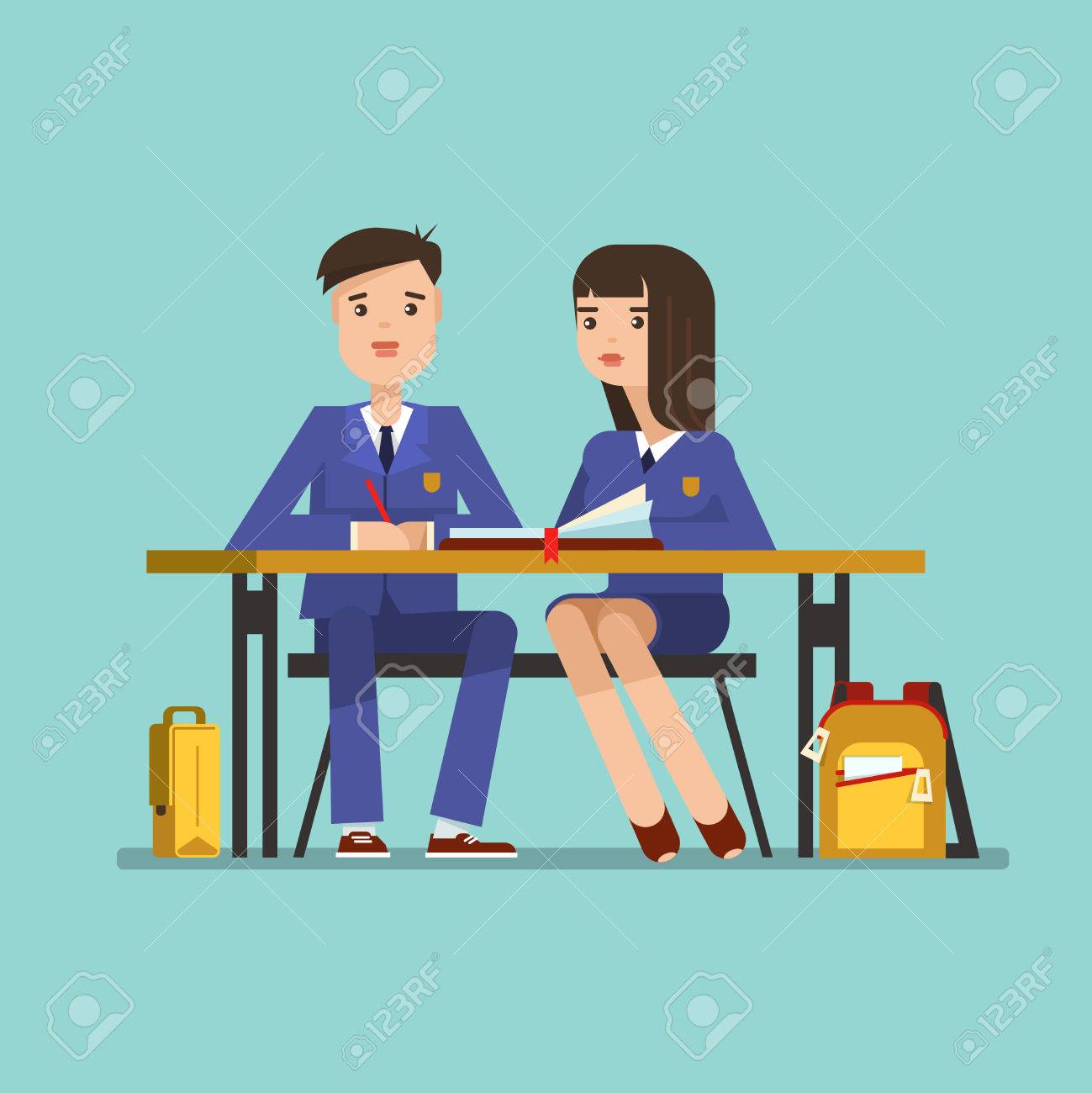 学校の机に制服のティーンエイ ジャーの若い学生のカップル 男子生徒と教育概念の Classroom Illustration でのテーブルに座っている女子高生のカップル のイラスト素材 ベクタ Image 学校の机に制服のティーンエイ ジャーの若い学生のカップル 男子生徒と教育概念の Classroom Illustration でのテーブルに座っている女子高生のカップル のイラスト素材 ベクタ Image