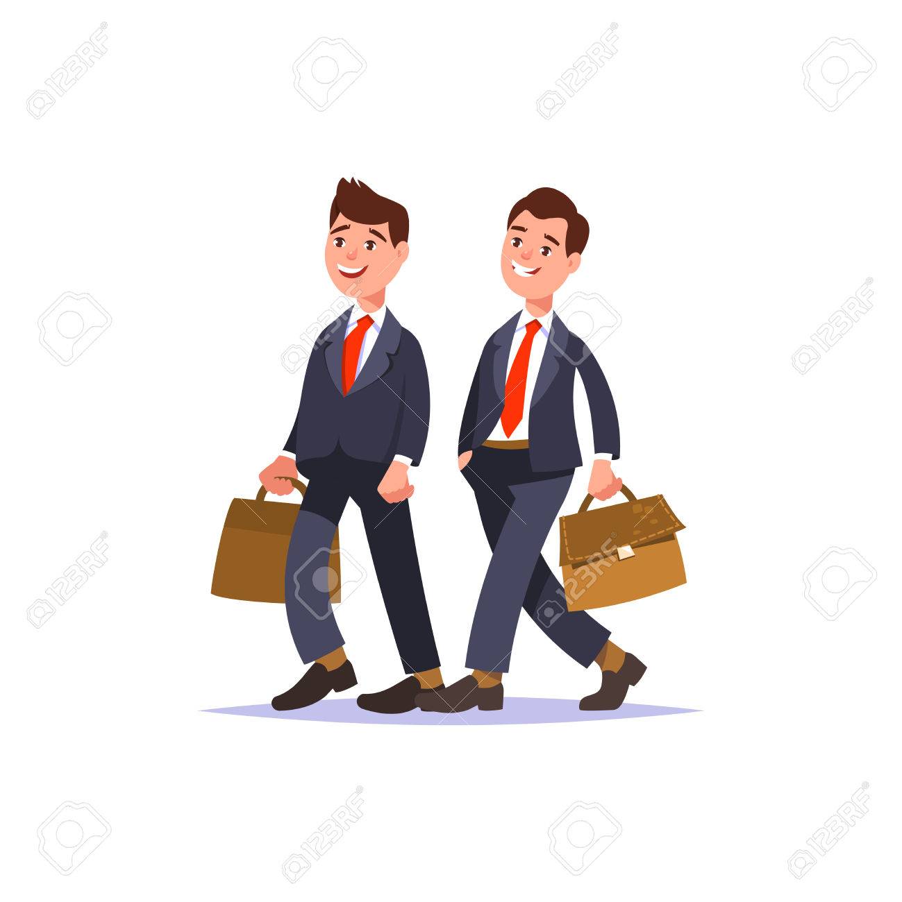 Businesswear のベクター イラスト カップル ビジネスマンが漫画のスタイルは オフィスで仕事に一緒に歩く のイラスト素材 ベクタ Image