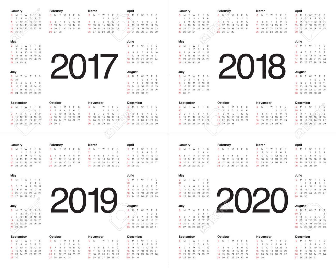 Simple Calendar Template For 17 18 19 And Royalty Free Cliparts Vectors And Stock Illustration Image