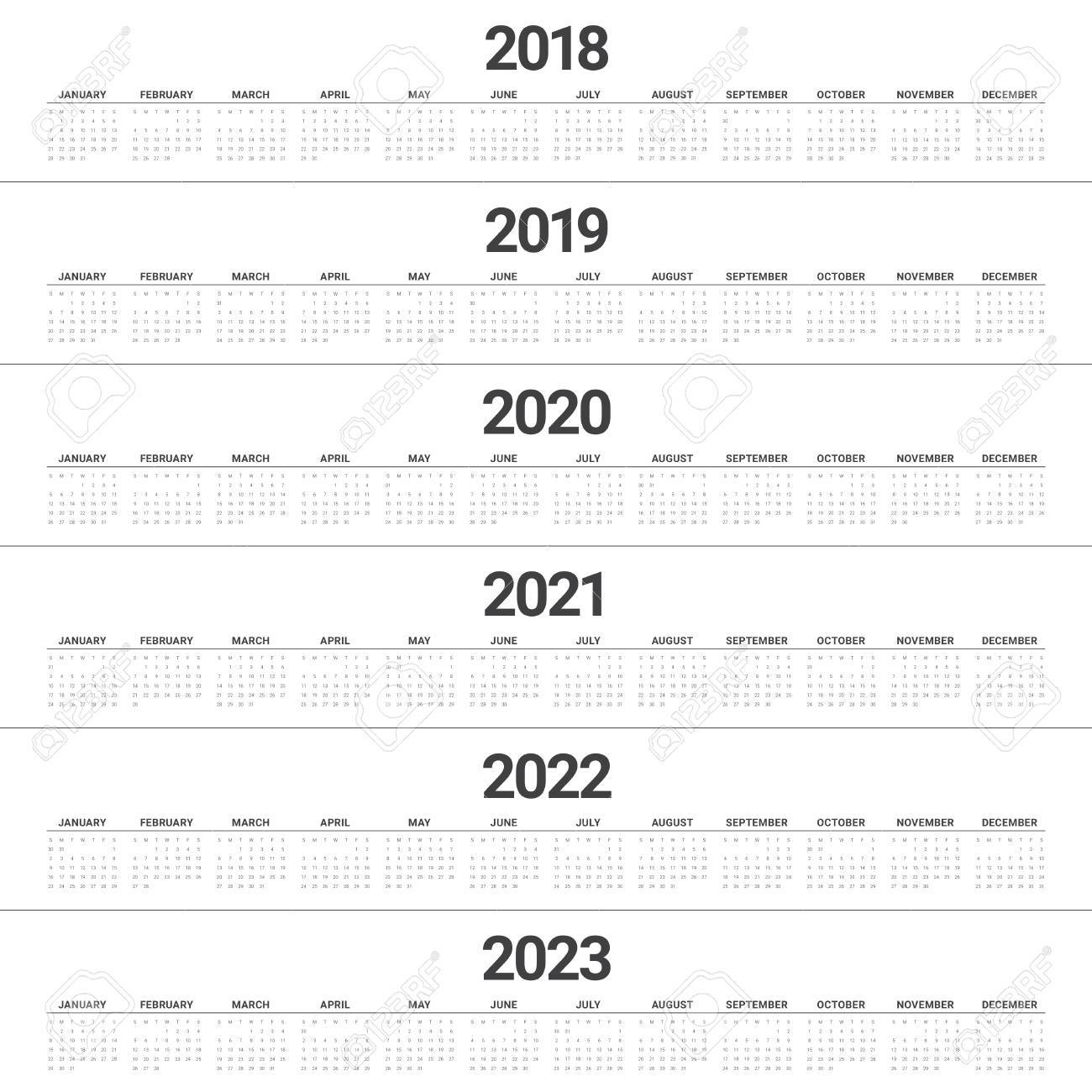 Calendrier 2023 209 Year 2018 2019 2020 2021 2022 2023 Calendar Vector Design Template, Simple  And Clean Design Royalty Free Cliparts, Vectors, And Stock Illustration.  Image 85649830.