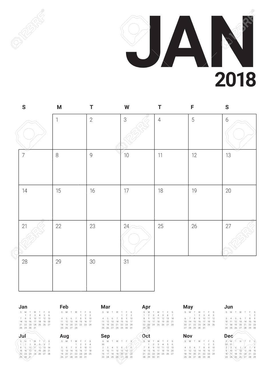 simple 2018 calendar