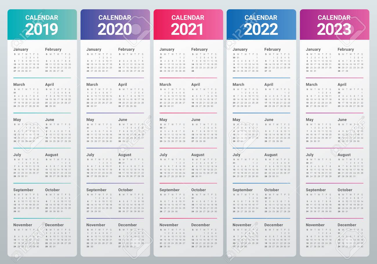 year 2019 2020 2021 2022 2023 calendar vector design template simple and clean design royalty free cliparts vectors and stock illustration image 108575329