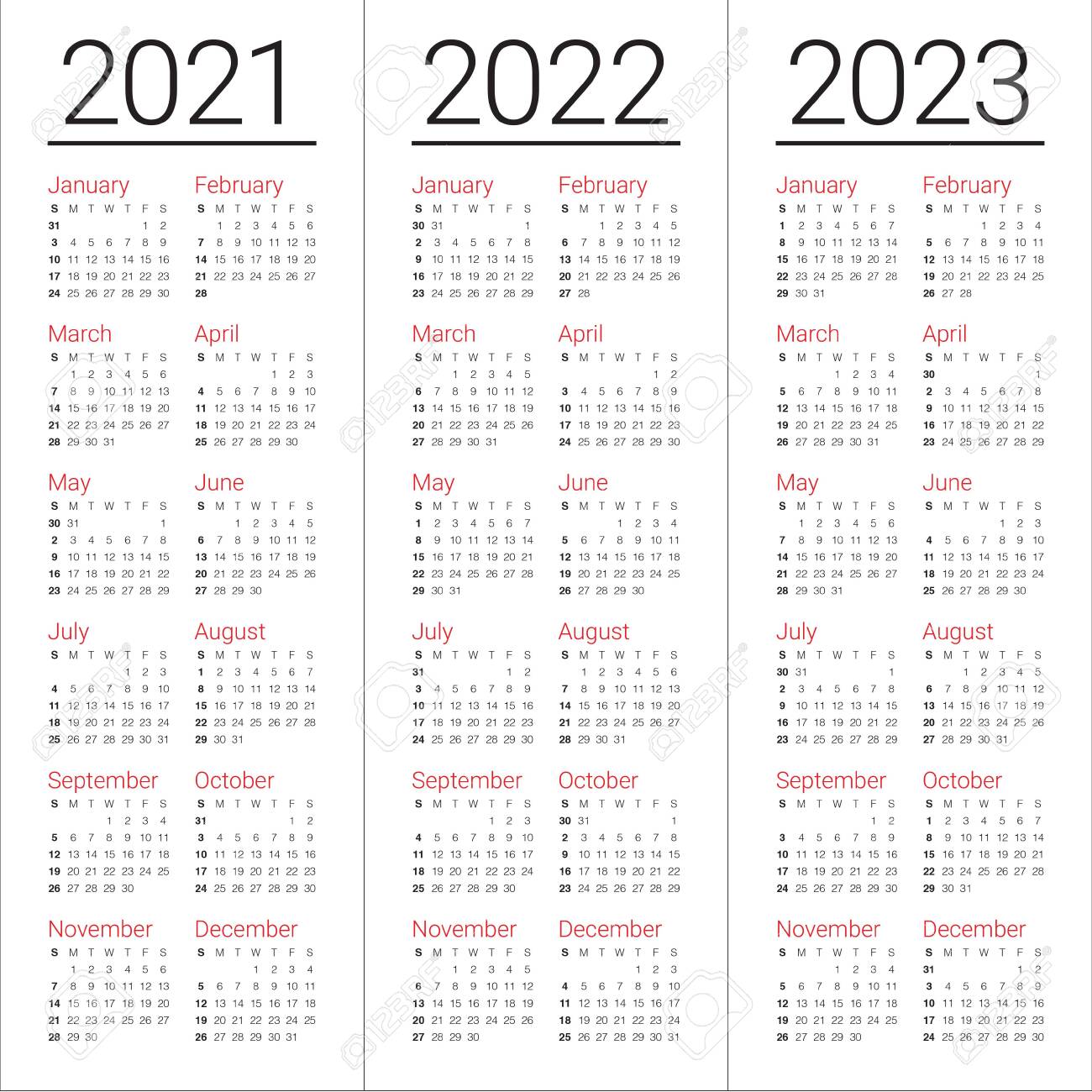 Usc 2022 2023 Calendar Year 2021 2022 2023 Calendar Vector Design Template, Simple And Clean  Design Royalty Free Cliparts, Vectors, And Stock Illustration. Image  157205288.
