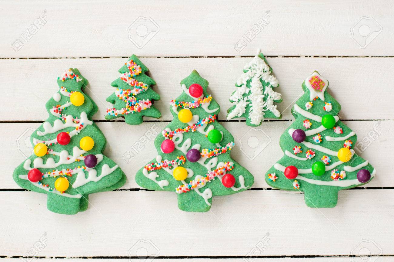 Decorated Christmas Tree Cookies Stock Photo Decorated Christmas Tree Cookies Stock Photo