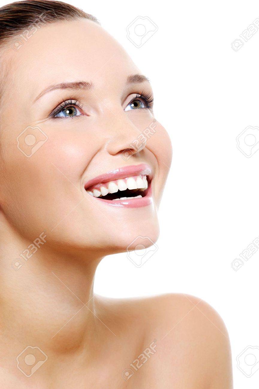 Happy laughing woman portrait with a white healthy teeth - isolated on white - 5769540 Happy laughing woman portrait with a white healthy teeth - isolated on white - 5769540