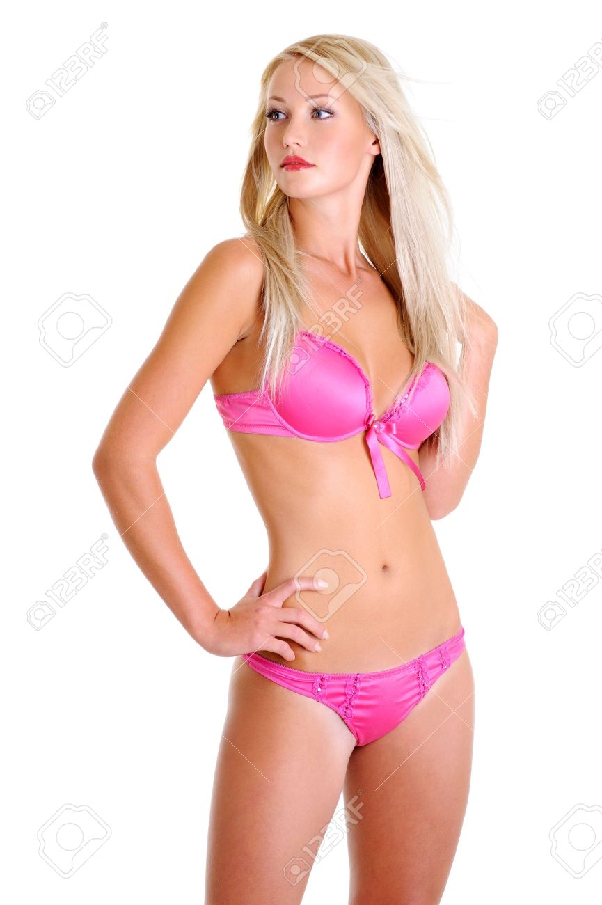 Beautiful Blonde Woman In Sexy Pink