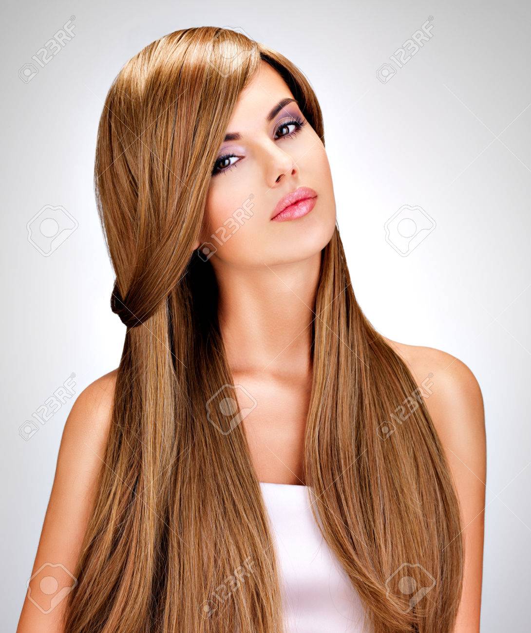 Portrait Of A Beautiful Indian Woman With Long Straight Brown