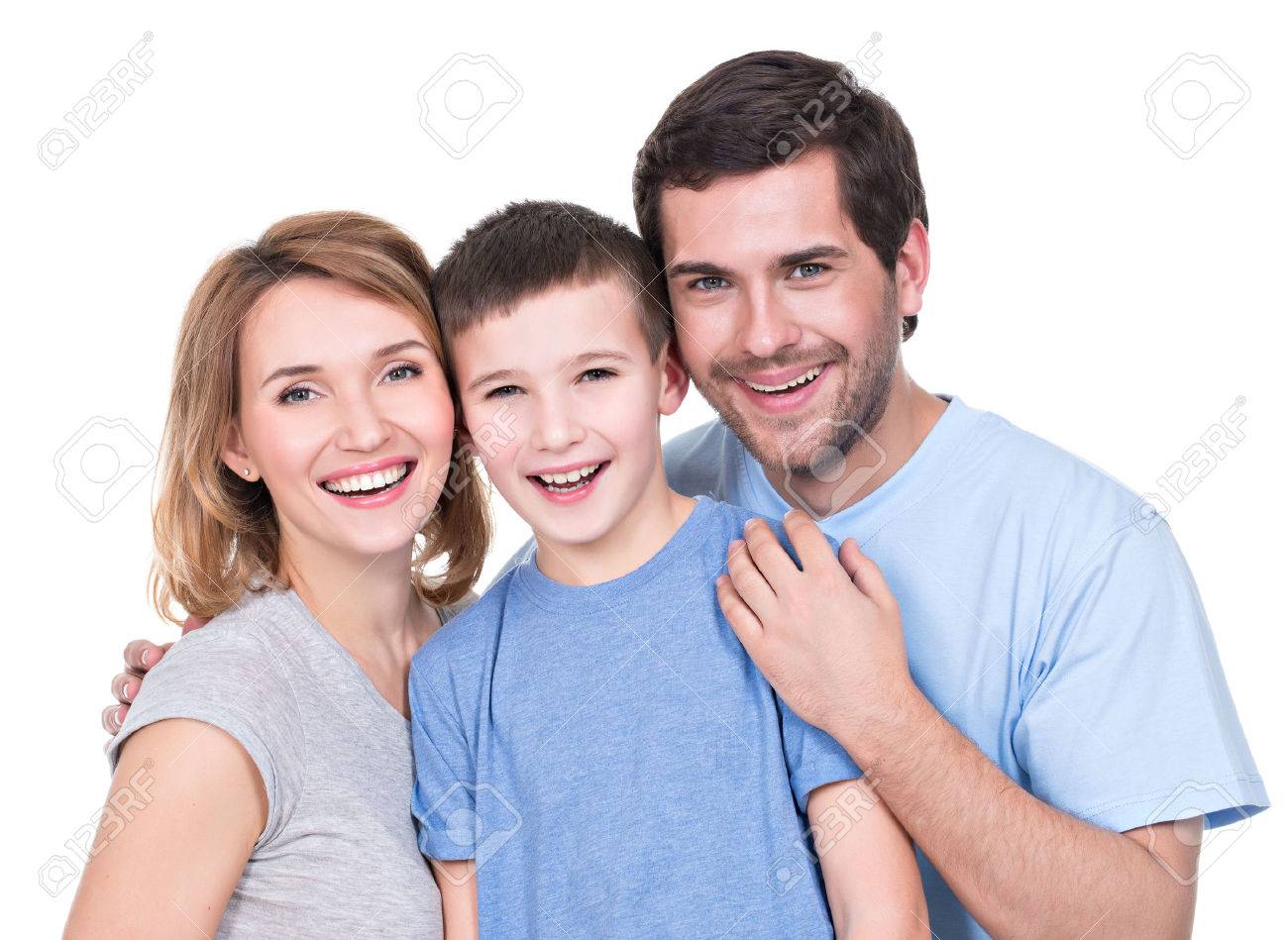 Portrait of the happy parents with son looking at camera - isolated on white background - 53555524 Portrait of the happy parents with son looking at camera - isolated on white background - 53555524