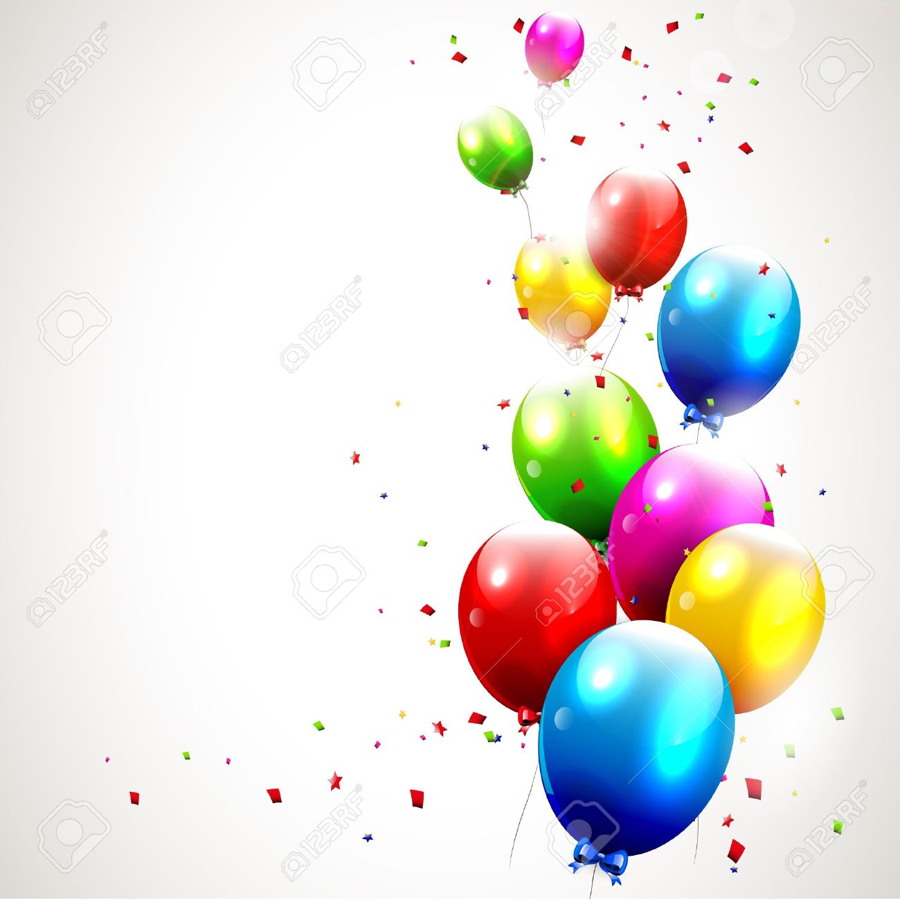 Fond D Anniversaire Moderne Avec Des Ballons Colores Clip Art Libres De Droits Vecteurs Et Illustration Image