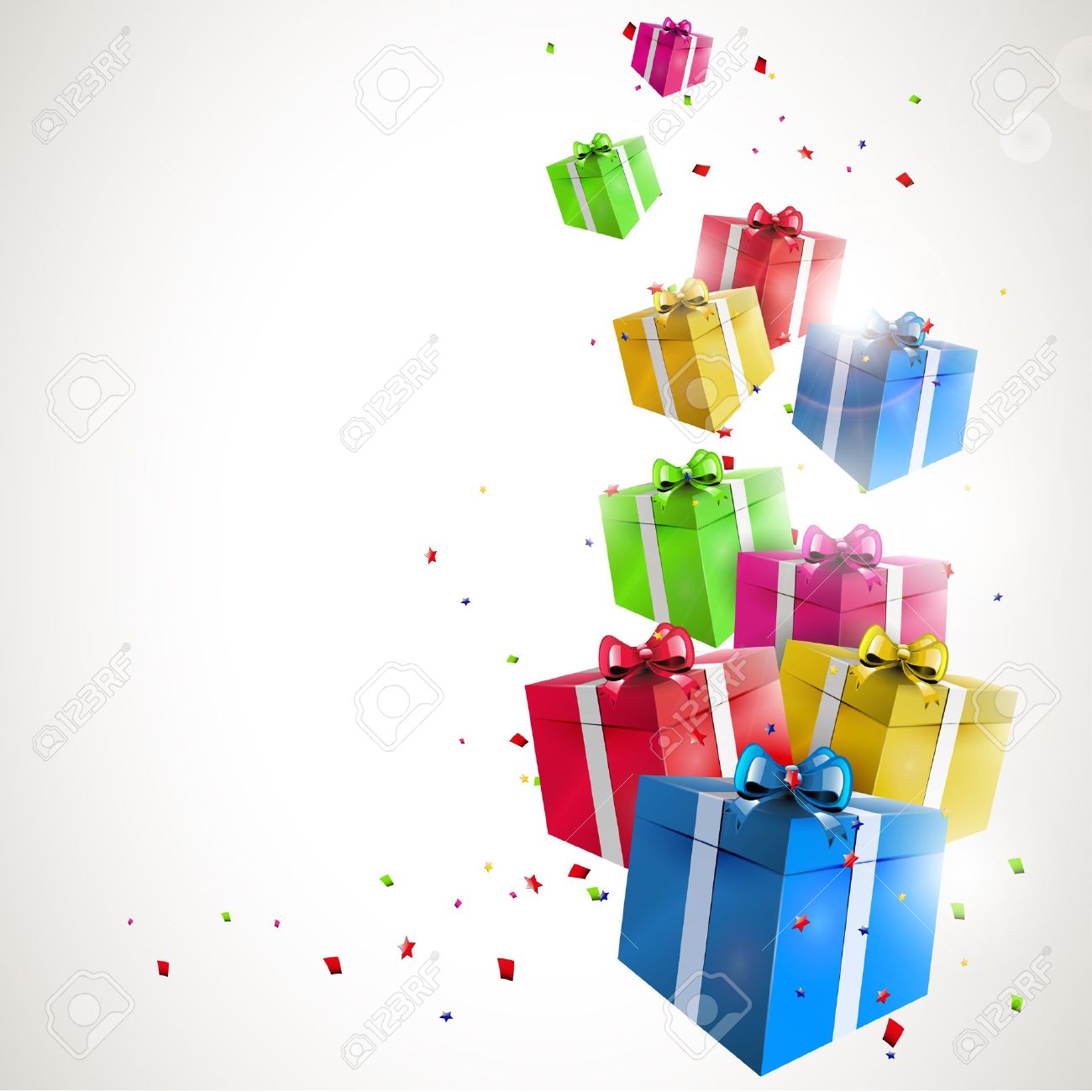 flying gifts background with copyspace gifts background