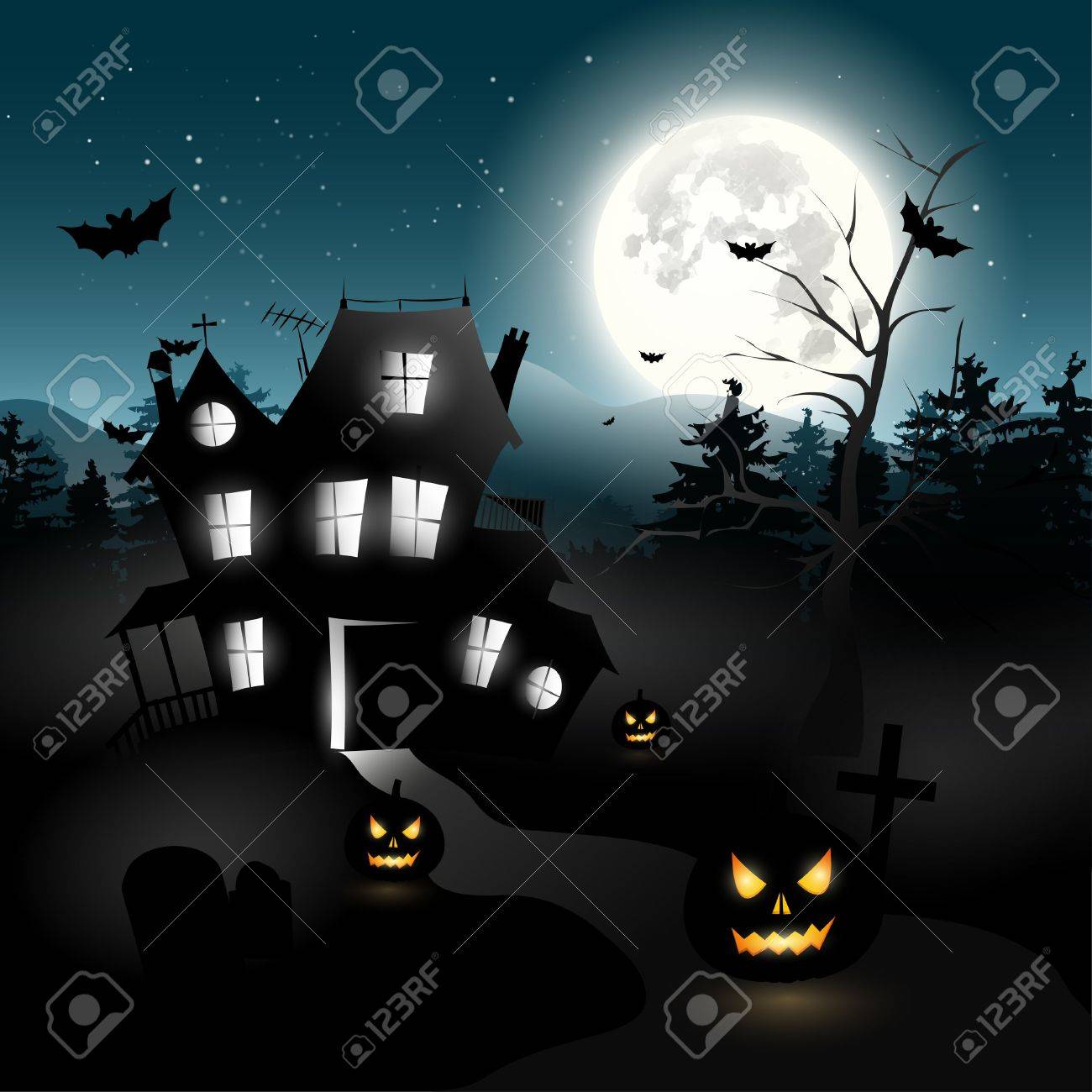 森の中 ハローウィンのバック グラウンドでお化け屋敷のイラスト素材 ベクタ Image 森の中 ハローウィンのバック グラウンドでお化け屋敷のイラスト素材 ベクタ Image