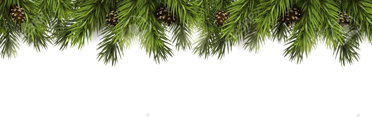 Christmas border with fir branches and pine cones on white background - 89953130 Christmas border with fir branches and pine cones on white background - 89953130
