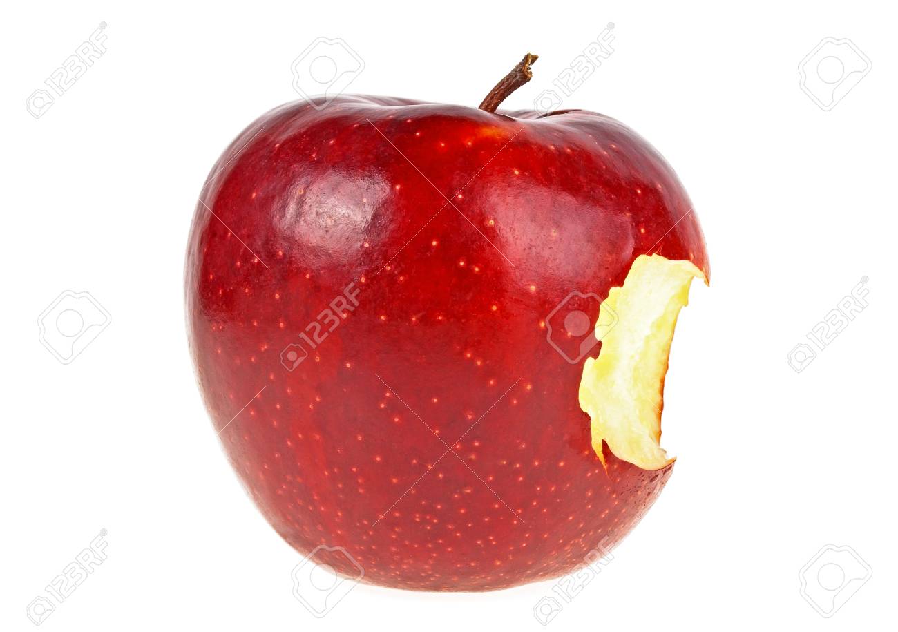 Rouge Pomme Croquee Isole Sur Fond Blanc Banque D Images Et Photos Libres De Droits Image